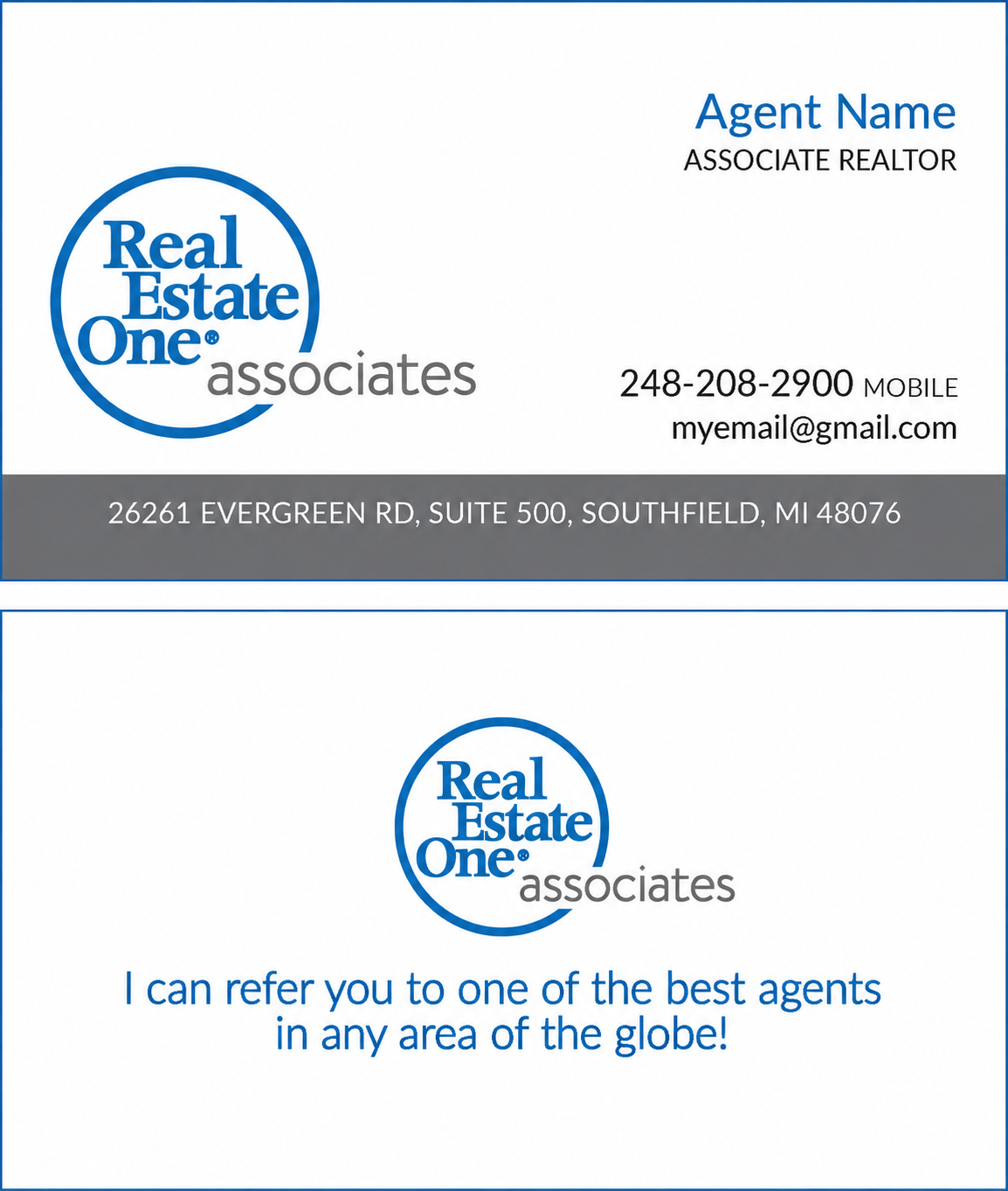 Sample REO Associates business card